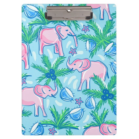 Preppy Pink Elephant Klembord (Voorkant)