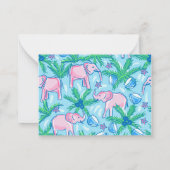 Preppy Pink Elephant Notitiekaartje (Achterkant)
