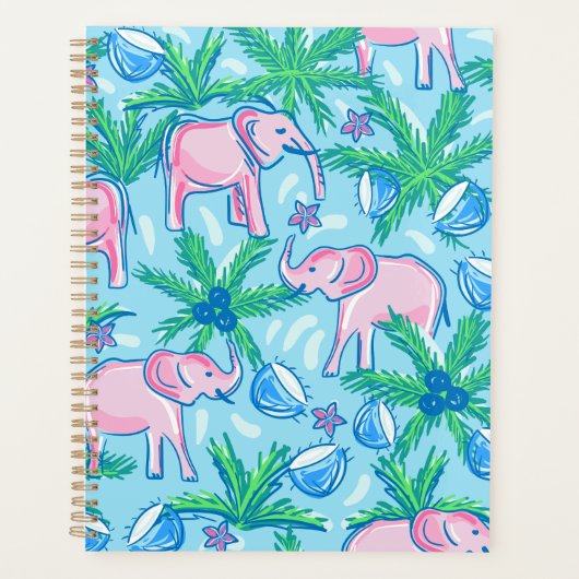 Preppy Pink Elephant Planner (Voorkant)