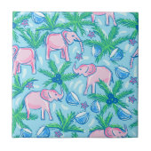 Preppy Pink Elephant Tegeltje (Voorkant)