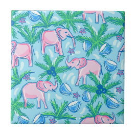Preppy Pink Elephant Tegeltje