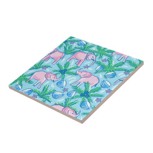 Preppy Pink Elephant Tegeltje (Zijkant)