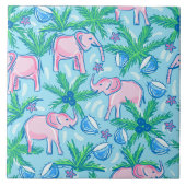 Preppy Pink Elephant Tegeltje (Voorkant)