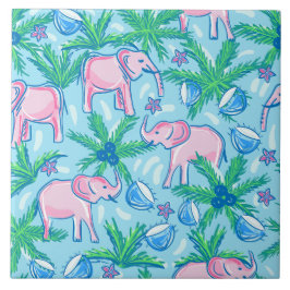Preppy Pink Elephant Tegeltje