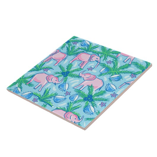 Preppy Pink Elephant Tegeltje (Zijkant)