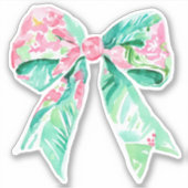 Preppy Pink en Aqua Floral Bow Sticker (Voorkant)
