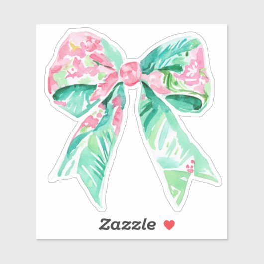 Preppy Pink en Aqua Floral Bow Sticker (Vel)