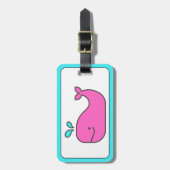 Preppy Pink en Aqua Whale Gepersonaliseerd Bagagelabel (Voorkant verticaal)