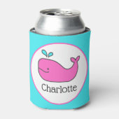 Preppy Pink en Aqua Whale Gepersonaliseerd Blikjeskoeler (Blikje Voorkant)