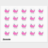 Preppy Pink en Aqua Whale Gepersonaliseerd Ronde Sticker (Vel)