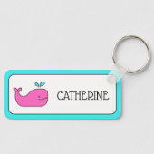 Preppy Pink en Aqua Whale Gepersonaliseerd Sleutelhanger (Voorkant)