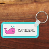 Preppy Pink en Aqua Whale Gepersonaliseerd Sleutelhanger (Voorkant)