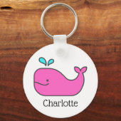 Preppy Pink en Aqua Whale Gepersonaliseerd Sleutelhanger (Voorkant)