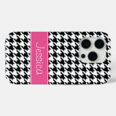 Preppy Pink en Black Houndstooth op maat Case-Mate iPhone Case (Achterkant (horizontaal))
