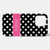 Preppy Pink en Black Polka Dots gepersonaliseerd Case-Mate iPhone Case (Achterkant (horizontaal))