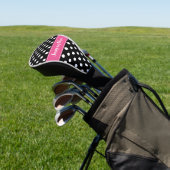 Preppy Pink en Black Polka Dots gepersonaliseerd Golfheadcover (Insitu)