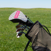Preppy Pink en Gray Polka Dots gepersonaliseerd Golfheadcover (Insitu)