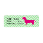 Preppy Pink en Green Dachshund Address Lables Lab Etiket (Voorkant)