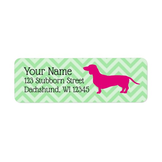 Preppy Pink en Green Dachshund Address Lables Lab Etiket (Voorkant)