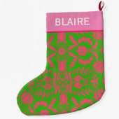 Preppy Pink en Green Monogram Grote Kerstsok (Achterkant)