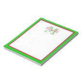 Preppy Pink en Green Monogram Notitieblok (Linkerzijde)