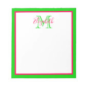 Preppy Pink en Green Monogram Notitieblok (Voorkant)