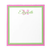 Preppy Pink en Green Monogram Notitieblok (Voorkant)