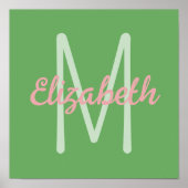 Preppy Pink en Green Monogram Poster (Voorkant)