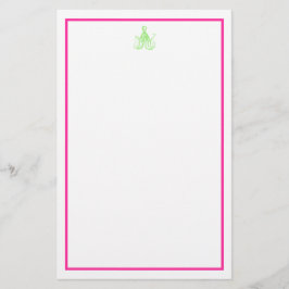 Preppy Pink en Green Octopus Briefpapier
