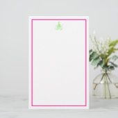 Preppy Pink en Green Octopus Briefpapier (Staand voorkant)