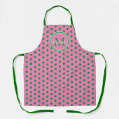 Preppy Pink en Green Polka Dot Monogram Schort (Voorkant)