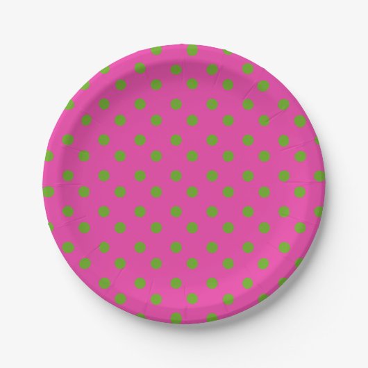 Preppy Pink en Green Polka Dots Papieren Bordje (Voorkant)
