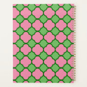 Preppy Pink en Green Quatrefoil Planner (Achterkant)