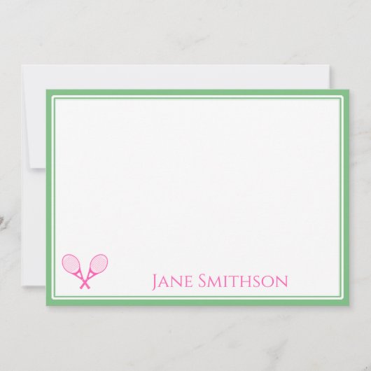 Preppy Pink en Green Tennis Note Card Notitiekaartje (Voorkant)