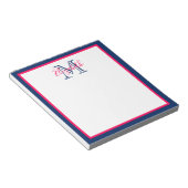 Preppy Pink en Navy Blue Monogram Notitieblok (Schuin)