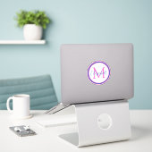 Preppy Pink en Navy Blue Monogram Sticker (Laptop op bureau)