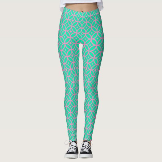Preppy Pink en Seafoam Leggings (Voorkant)