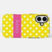 Preppy Pink en Yellow Polka Dots gepersonaliseerd Case-Mate iPhone Case (Achterkant (horizontaal))