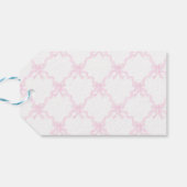 Preppy Pink Ginger Jar Monogram Eerste verjaardag Cadeaulabel (Achterkant Horizontaal)