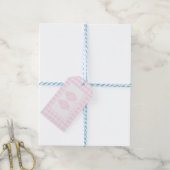 Preppy Pink Ginger Jar Monogram Eerste verjaardag Cadeaulabel (Met Touw)