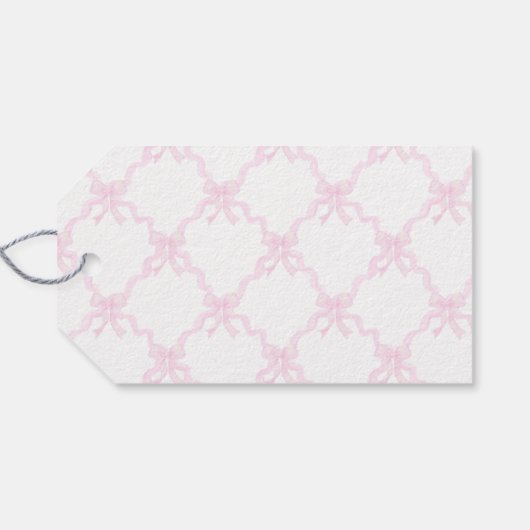 Preppy Pink Ginger Jar Monogram Eerste verjaardag Cadeaulabel (Achterkant Horizontaal)