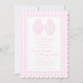 Preppy Pink Ginger Jar Monogram Eerste verjaardag Kaart (Voorkant)