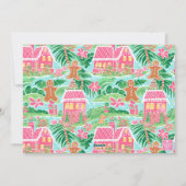 Preppy Pink Gingerbread Village Kerstfoto Feestdagenkaart (Achterkant)