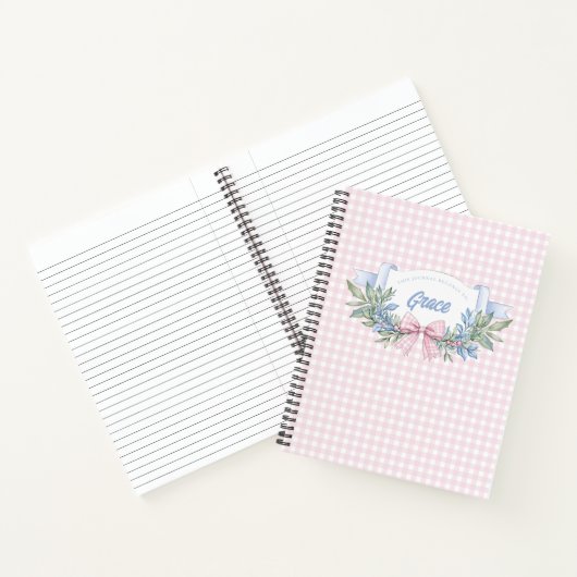 Preppy Pink Gingham Grandmillennial Notitieboek (Binnen)