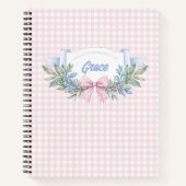 Preppy Pink Gingham Grandmillennial Notitieboek (Voorkant)