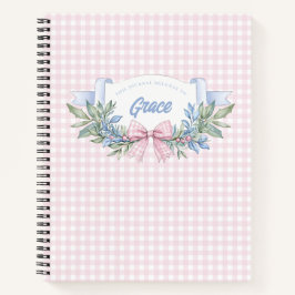 Preppy Pink Gingham Grandmillennial Notitieboek