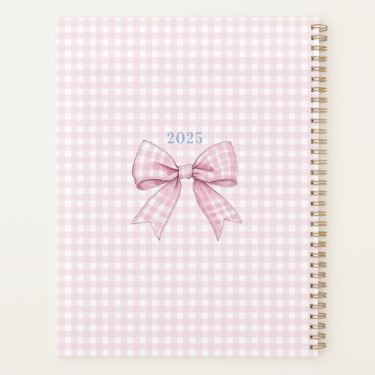 Preppy Pink Gingham Grandmillennial Planner (Achterkant)