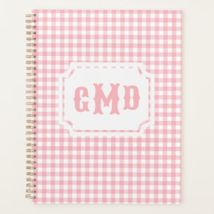 Preppy Pink Gingham Monogram Planner