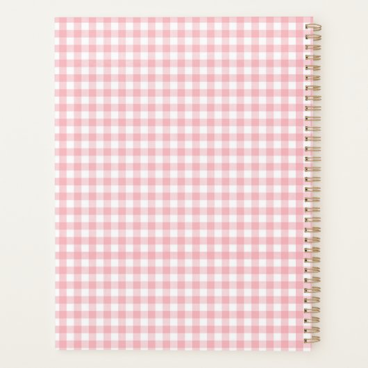 Preppy Pink Gingham | Monogram Planner (Achterkant)