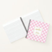Preppy Pink Gingham Patroonnaam Notitieboek (Binnen)